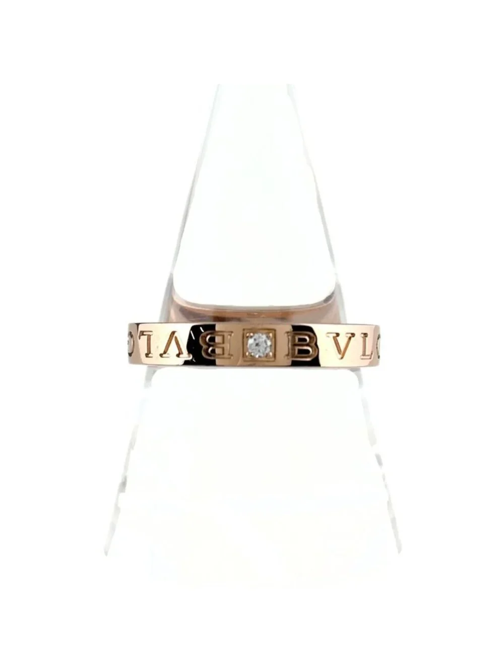 Bvlgari Bulgaridouble Logo Pink Gold Ring Diamond